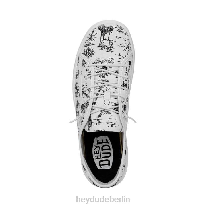 Cody Wüste Hey Dude Frauen 8JFX221 Schuhe weiß und Schwarz