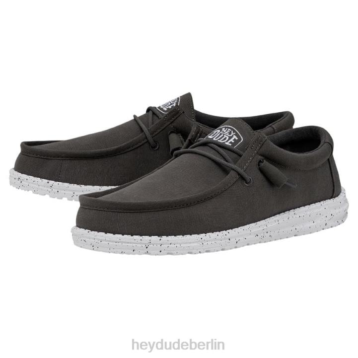 Wally-Slub-Canvas Hey Dude Männer 8JFX417 Schuhe dunkelgrau