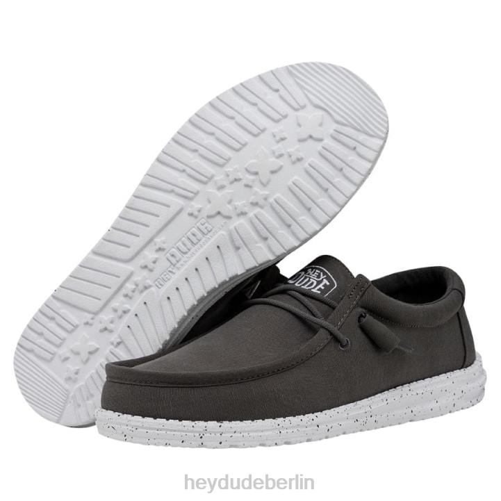 Wally-Slub-Canvas Hey Dude Männer 8JFX417 Schuhe dunkelgrau