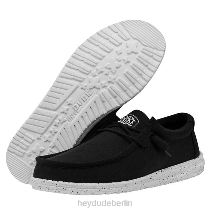 Wally-Slub-Canvas Hey Dude Männer 8JFX426 Schuhe Schwarz