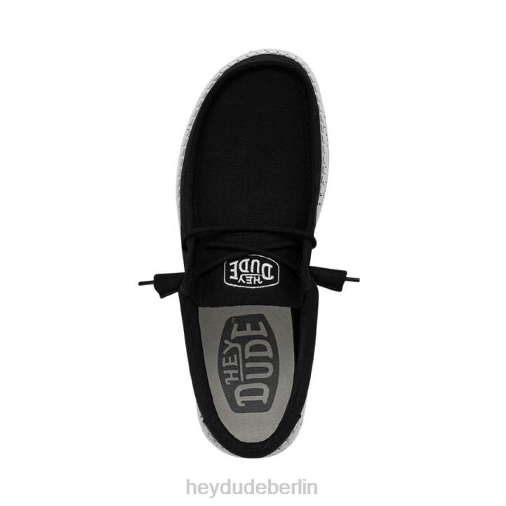 Wally-Slub-Canvas Hey Dude Männer 8JFX426 Schuhe Schwarz