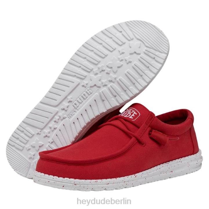 Wally-Slub-Canvas Hey Dude Männer 8JFX477 Schuhe Rot