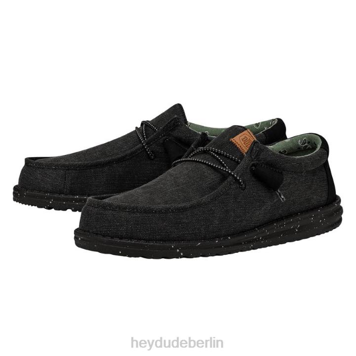 Wally gewaschenes Canvas Hey Dude Männer 8JFX299 Schuhe Schwarz