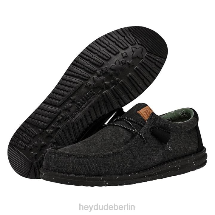 Wally gewaschenes Canvas Hey Dude Männer 8JFX299 Schuhe Schwarz