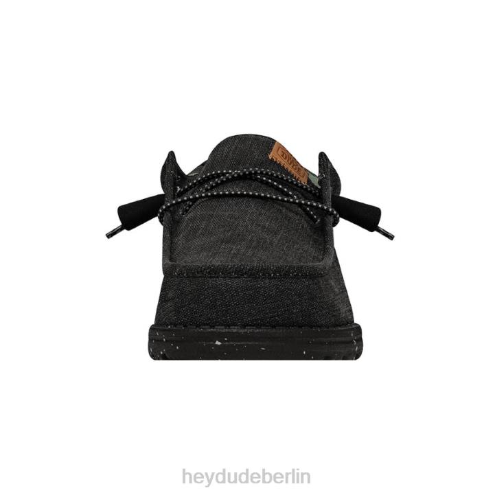 Wally gewaschenes Canvas Hey Dude Männer 8JFX299 Schuhe Schwarz