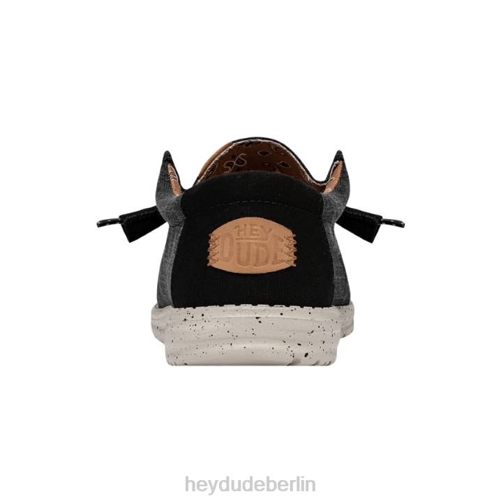 Wally gewaschenes Canvas Hey Dude Männer 8JFX300 Schuhe Schwarz
