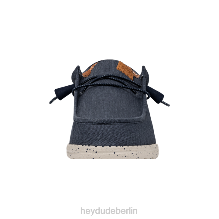 Wally gewaschenes Canvas Hey Dude Männer 8JFX301 Schuhe Marine
