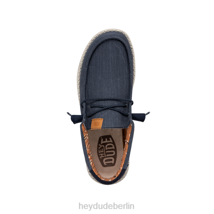 Wally gewaschenes Canvas Hey Dude Männer 8JFX301 Schuhe Marine
