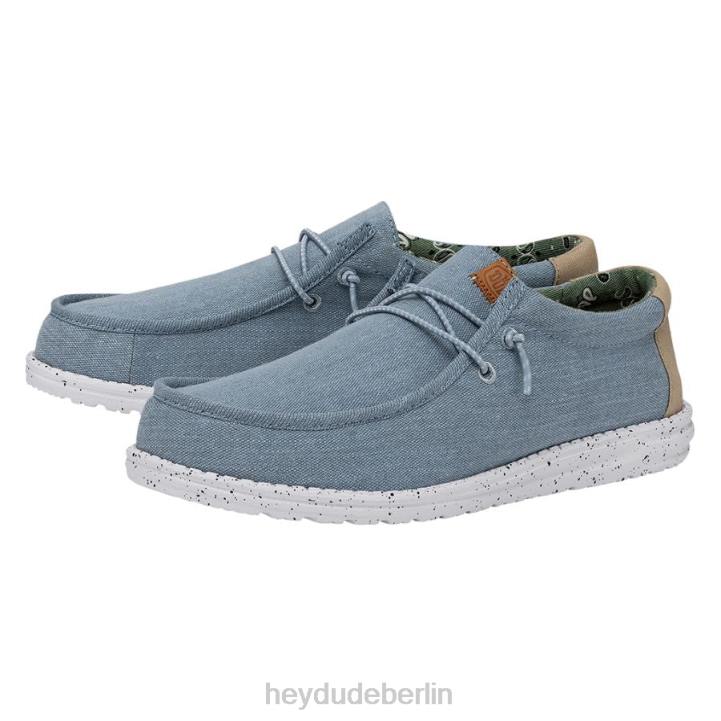 Wally gewaschenes Canvas Hey Dude Männer 8JFX303 Schuhe Blau