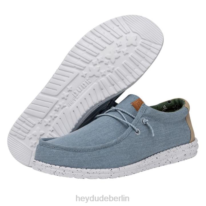 Wally gewaschenes Canvas Hey Dude Männer 8JFX303 Schuhe Blau