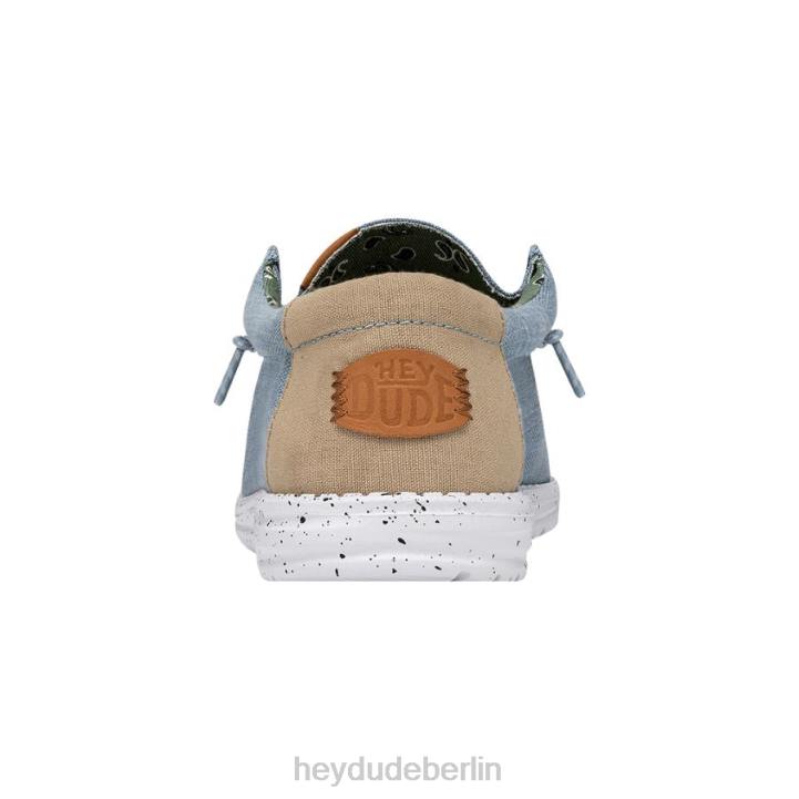 Wally gewaschenes Canvas Hey Dude Männer 8JFX303 Schuhe Blau