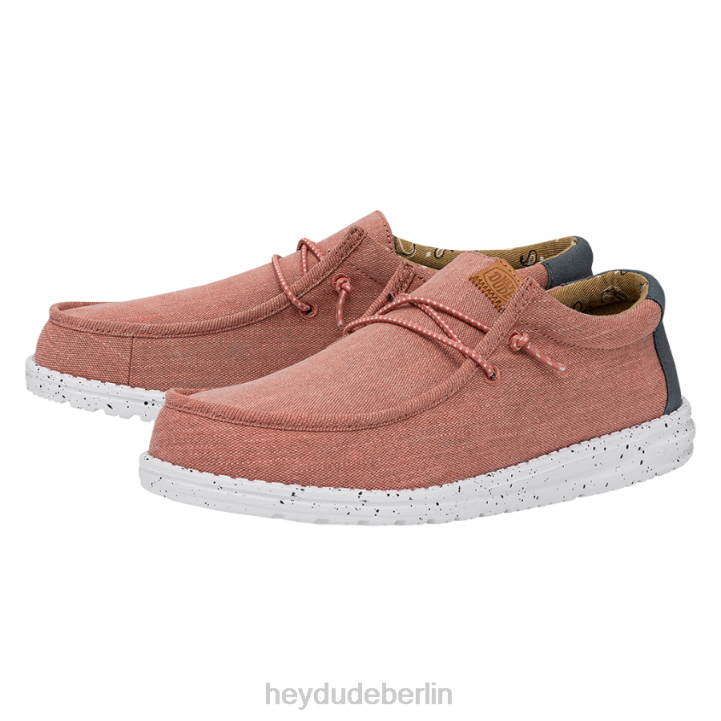 Wally gewaschenes Canvas Hey Dude Männer 8JFX304 Schuhe Rot