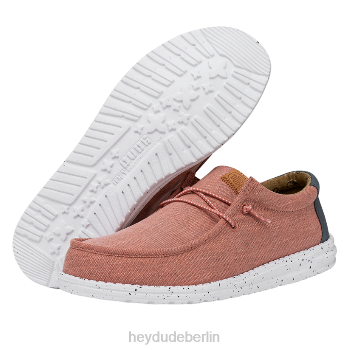 Wally gewaschenes Canvas Hey Dude Männer 8JFX304 Schuhe Rot