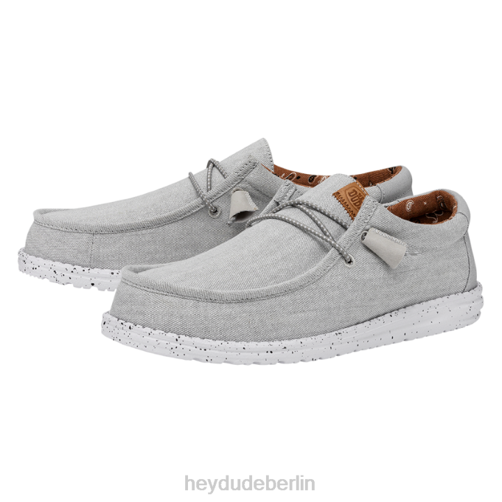 Wally gewaschenes Canvas Hey Dude Männer 8JFX363 Schuhe hellgrau
