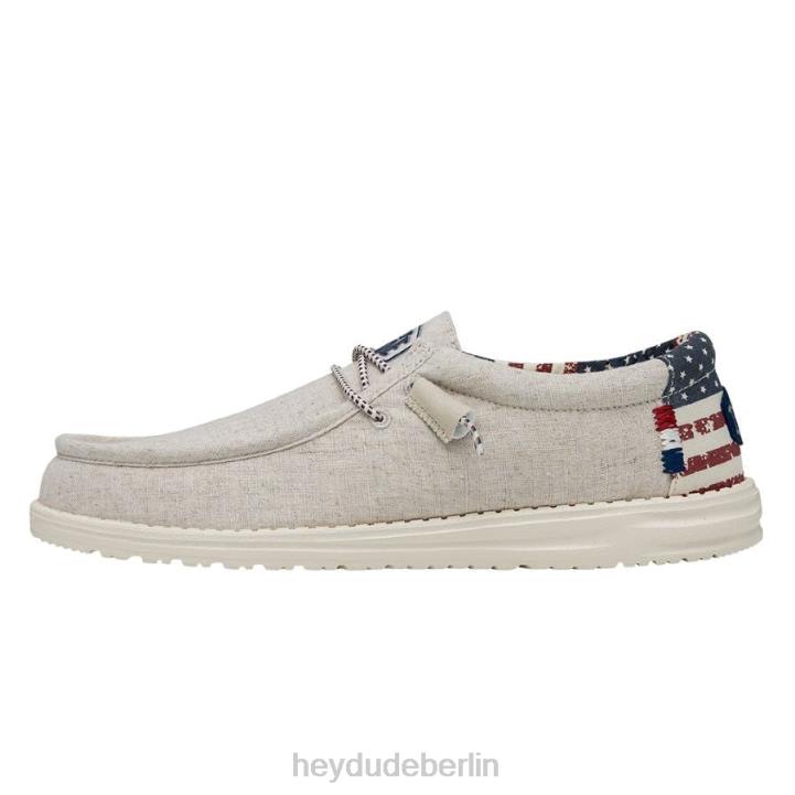Wally patriotisch Hey Dude Männer 8JFX293 Schuhe cremefarben, patriotisch
