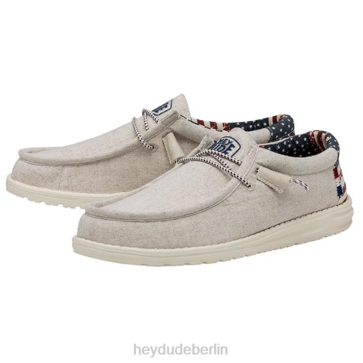 Wally patriotisch Hey Dude Männer 8JFX354 Schuhe cremefarben, patriotisch