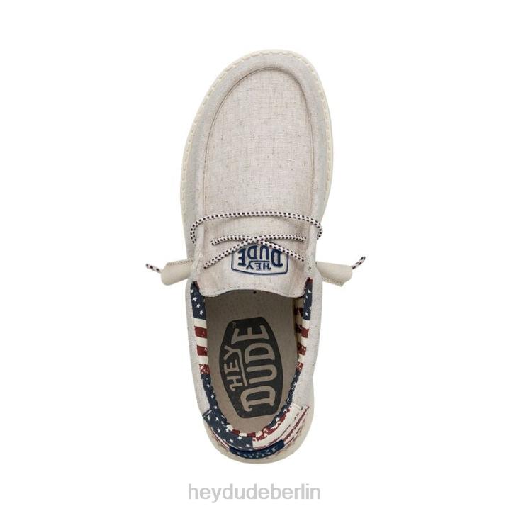 Wally patriotisch Hey Dude Männer 8JFX354 Schuhe cremefarben, patriotisch