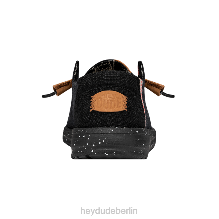 Wendy gewaschene Leinwand Hey Dude Männer 8JFX2 Schuhe Schwarz