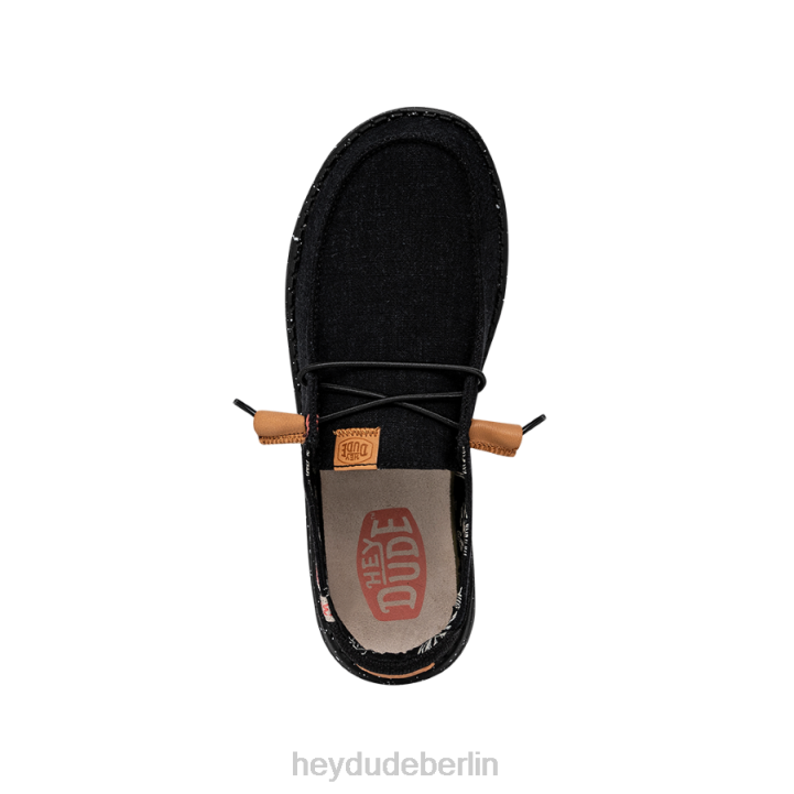 Wendy gewaschene Leinwand Hey Dude Männer 8JFX2 Schuhe Schwarz