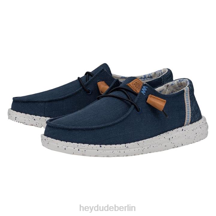 Wendy gewaschene Leinwand Hey Dude Männer 8JFX3 Schuhe Marine