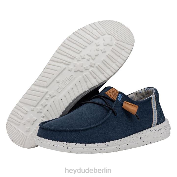 Wendy gewaschene Leinwand Hey Dude Männer 8JFX3 Schuhe Marine