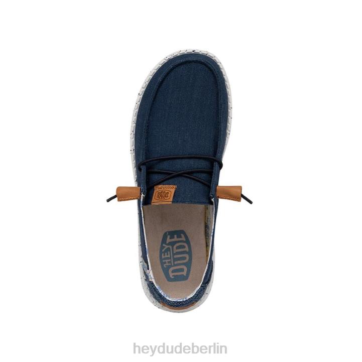 Wendy gewaschene Leinwand Hey Dude Männer 8JFX3 Schuhe Marine
