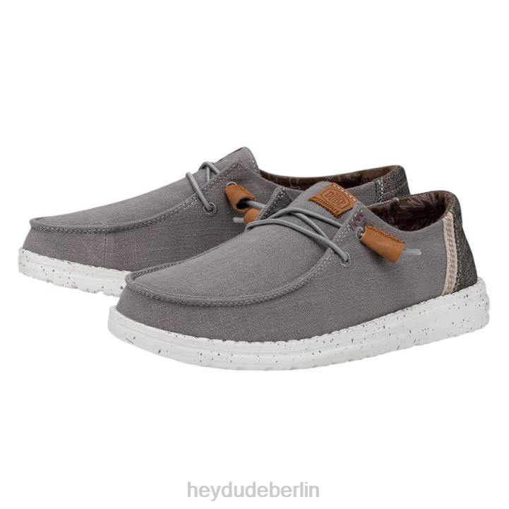Wendy gewaschene Leinwand Hey Dude Männer 8JFX4 Schuhe grau