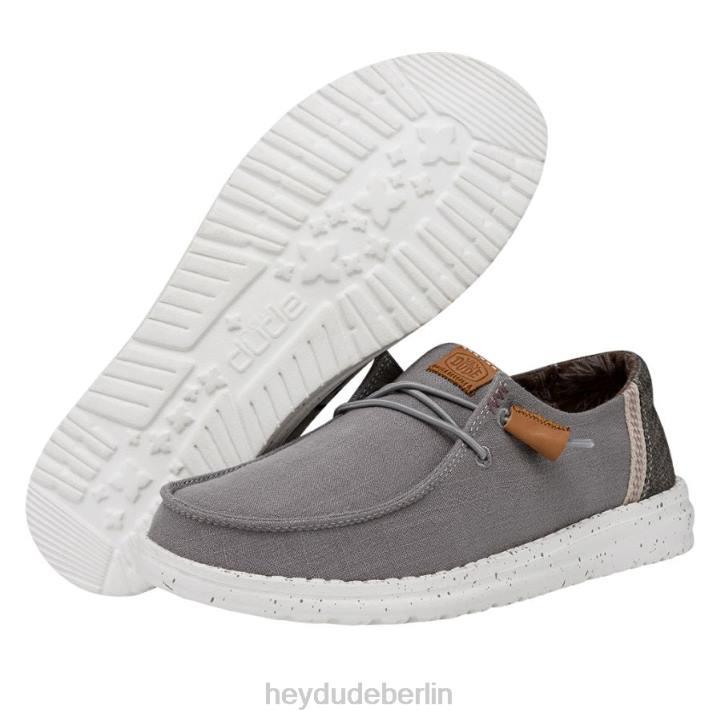 Wendy gewaschene Leinwand Hey Dude Männer 8JFX4 Schuhe grau
