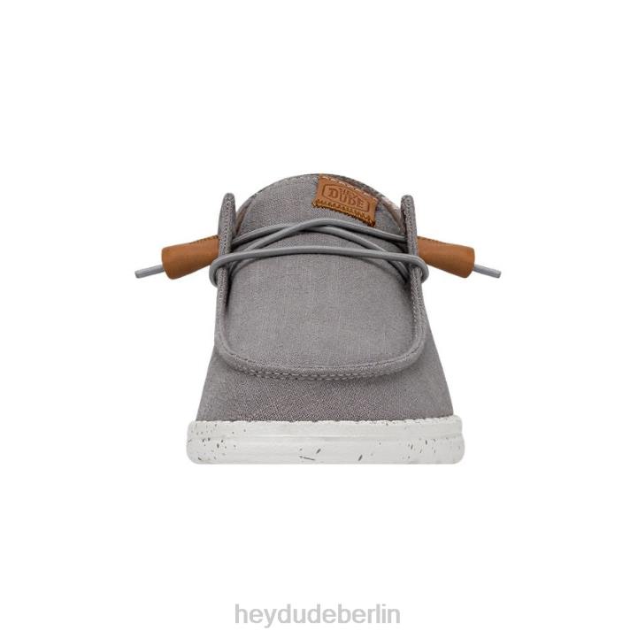 Wendy gewaschene Leinwand Hey Dude Männer 8JFX4 Schuhe grau