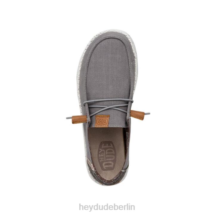 Wendy gewaschene Leinwand Hey Dude Männer 8JFX4 Schuhe grau