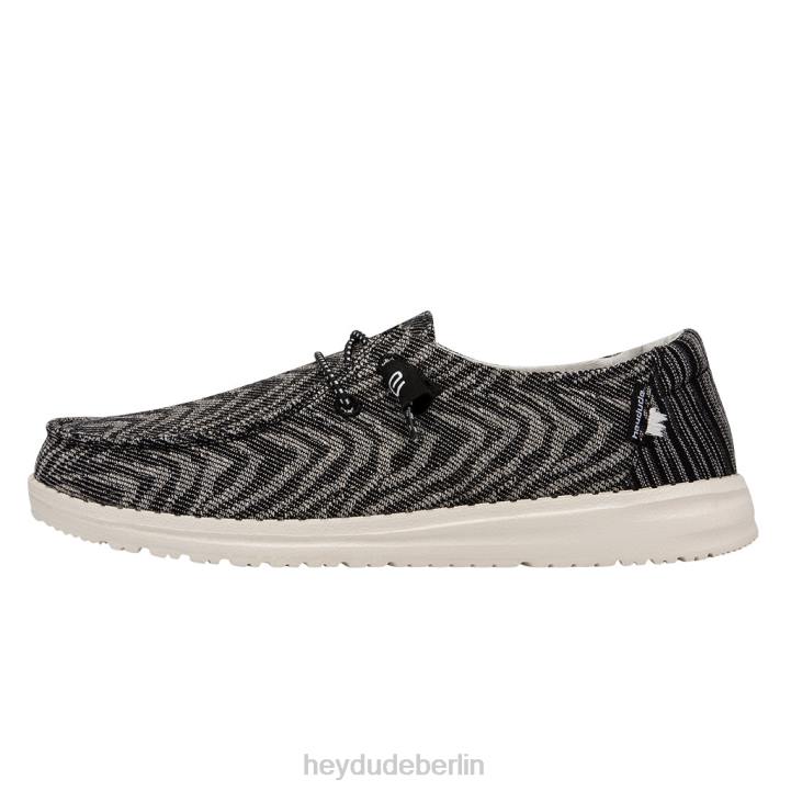 Wendy gewebt Hey Dude Männer 8JFX211 Schuhe Zebra schwarzer Streifen