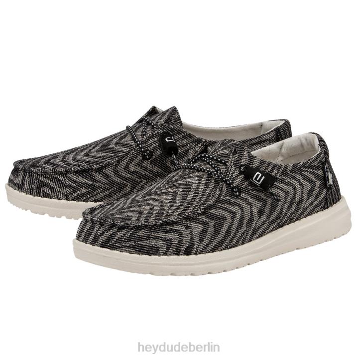 Wendy gewebt Hey Dude Männer 8JFX211 Schuhe Zebra schwarzer Streifen